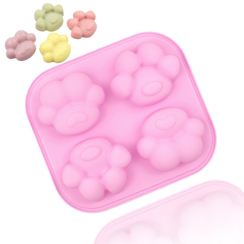 Dog Paw Bone Mold Pet Frozen Treats Silicone Mould Puppy Cat Print Treat Moldes De Silicona Baking Accessories Cupcake Topper
