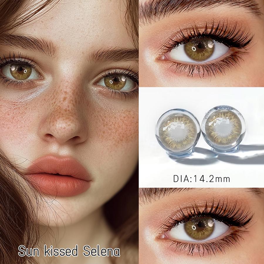 FreshLady Sun Kissed Colored Contact Lenses 14.2mm Soft Yearly Contacts for Daily Wear, Halloween & Makeup Looks