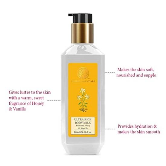 Forest Essentials Lapte de corp ultra-bogat Mashobra Miere & Vanilie Lotiune de corp hidratanta naturala 200 ml