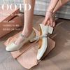 Fairy wind 2025 new French high-heeled leather round head rhinestone word with thick heel Mary Jane single shoes commuting