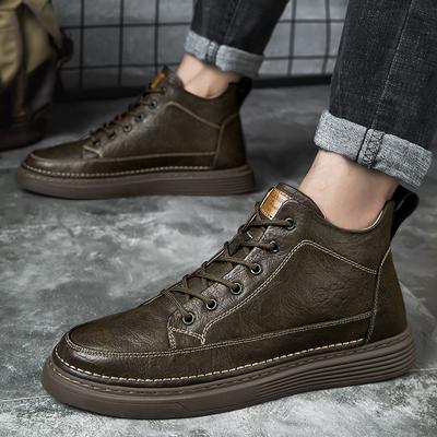 2024 Winter Boots Genuine Leather Ankle Boots Plus Velvet High Top Shoes Outdoor Sneakers Men Boots Thick Sole Casual Snow Boots