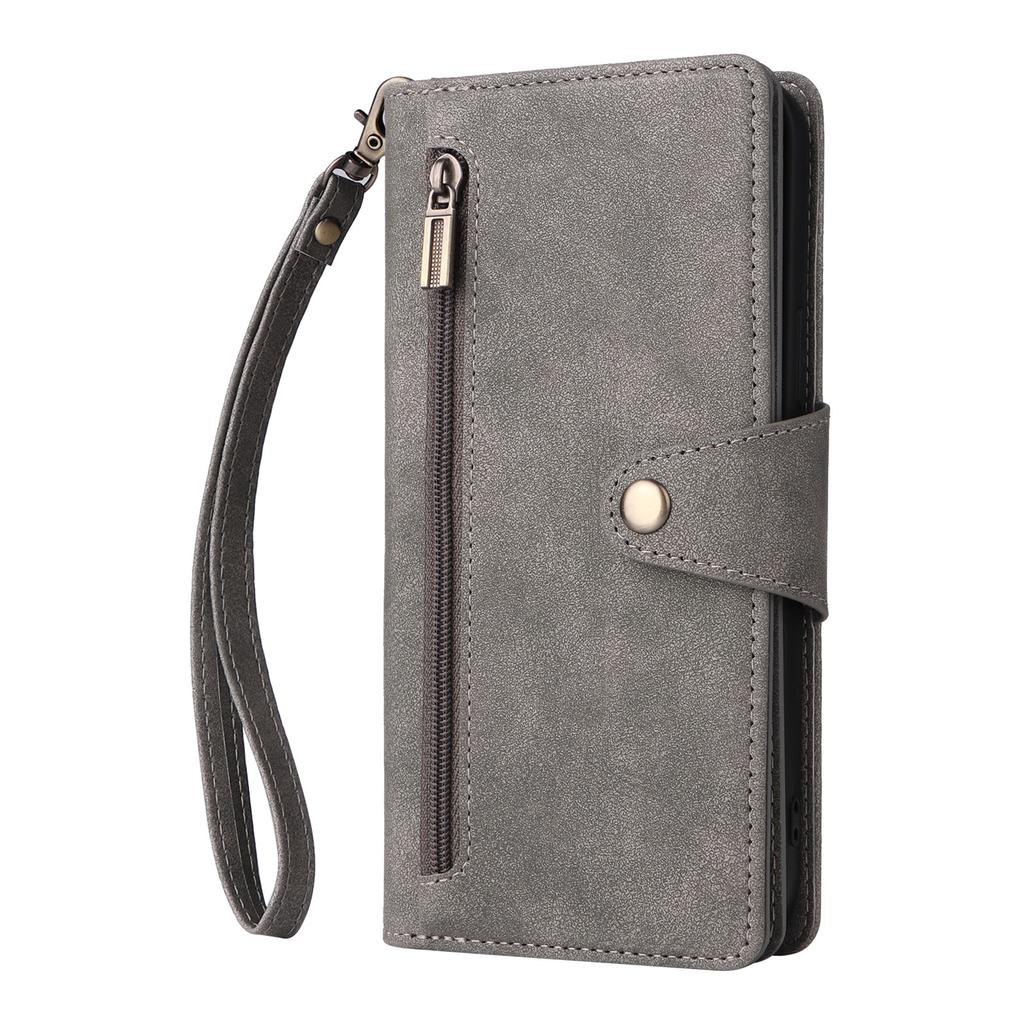 Suitable for Samsung S23 Mobile Phone Case Rivet Buckle Card Wallet Leather Case S22 Fantasy Nine Card Zipper Anti Fall Protection Cover