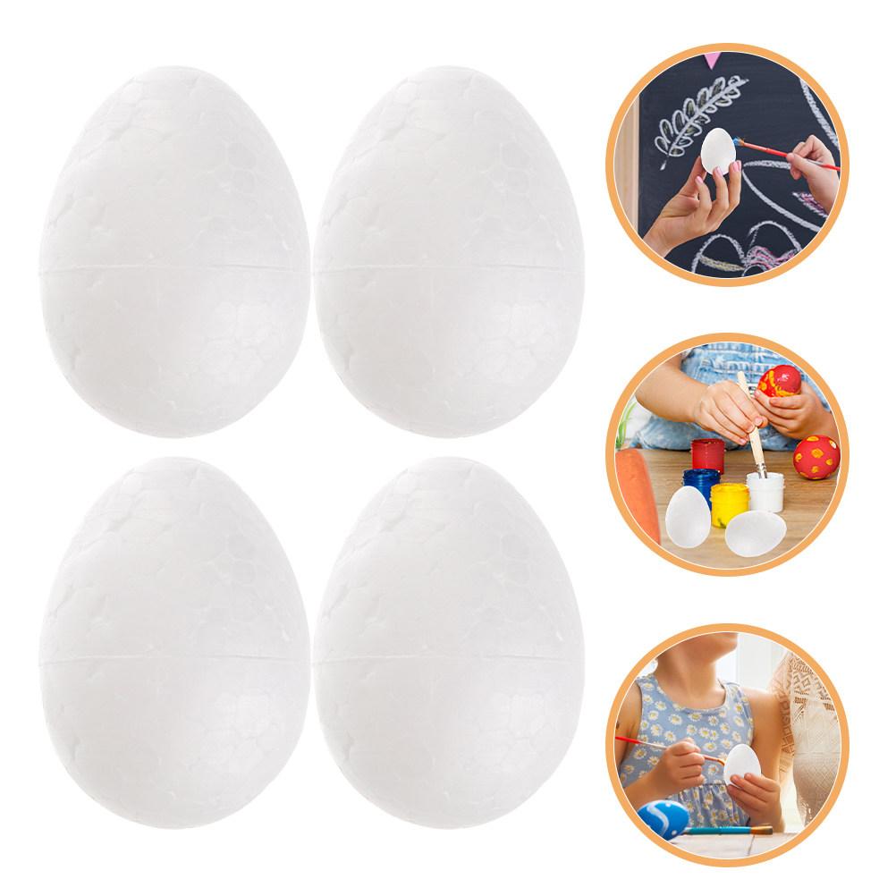 60Pcs Easter White Foam Eggs DIY Craft Foam Smooth Surface Perfect for Painting Decorating Holiday Projects Egg