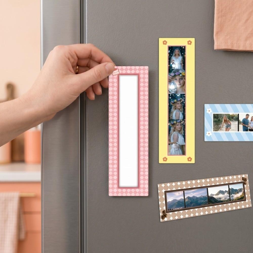 Vertical Frames Magnetic Photo Frame Set DIY Colorful Photo Holders Cratch-Resistant Retro Picture Frames Refrigerator Decor