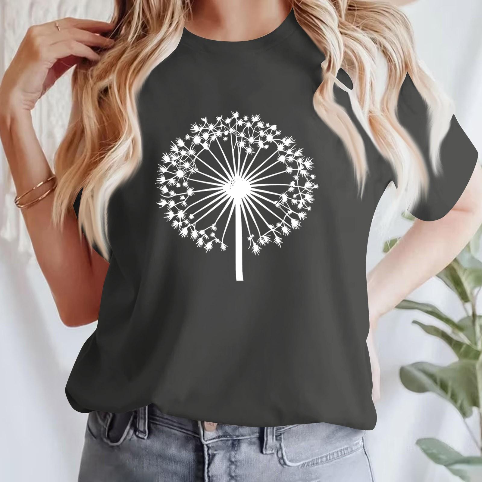 

Женская повседневная футболка с принтом, пуловер с круглым вырезом, топ с короткими рукавами L