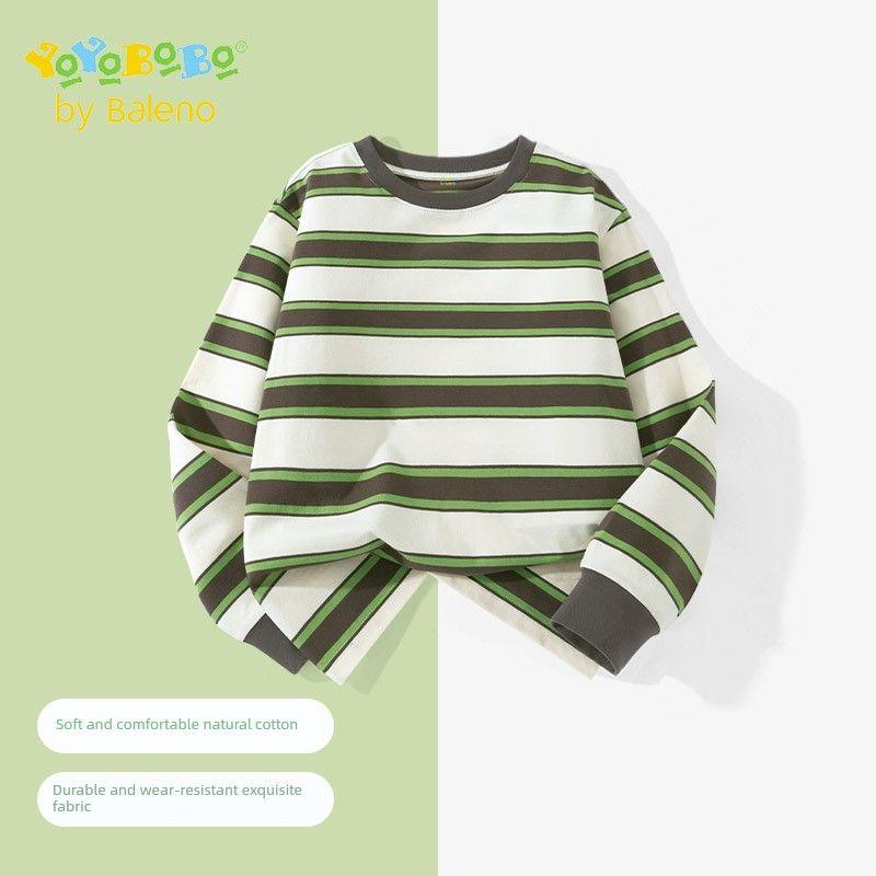 Baleno Kids Yyb Series Boys  T-Shirt Autumn Children s Long Sleeve Top 2025 New Boys  Base Shirt Apricot Gray # Solid Color 130