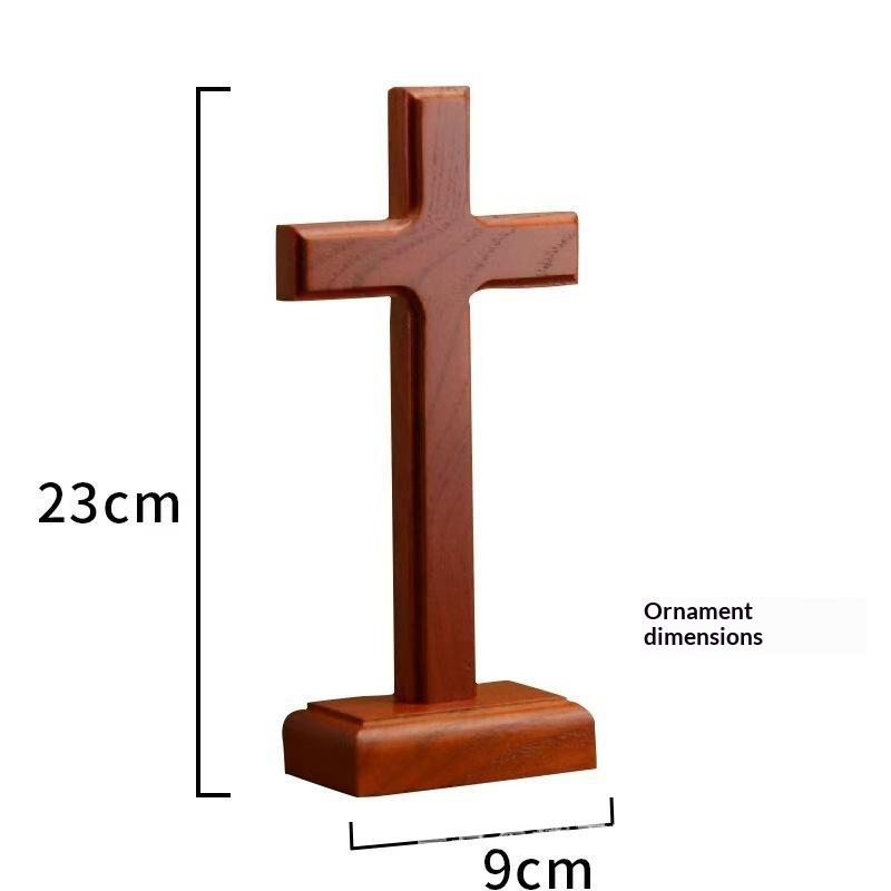Natural Wood Vintage Cross Crucifix Decor Rustic Religious Ornament Non Toxic Safe for Home Living Room Entryway Wall Display