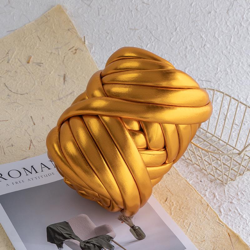 Metallic Textured Super Thick Icelandic Wool Yarn, 2cm Core-Filled Cotton Hand-Knitting Yarn for DIY Bags