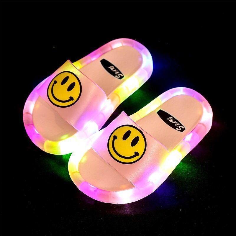 Glowing children's slippers fashion crystal shoes shining lights lights men, women and children will shine cool slippers