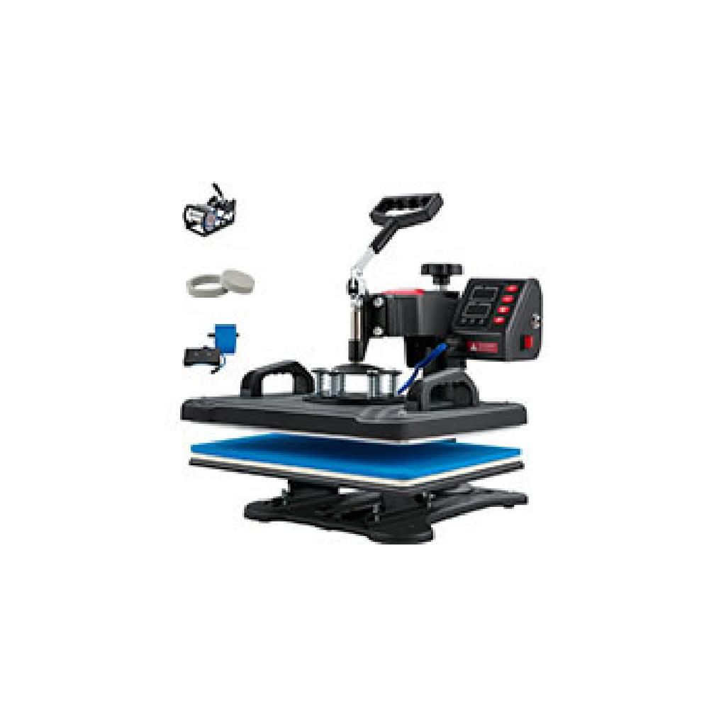 SucceBuy Hitzepresse 5in1 Hitzepressenmaschine 12x15in Clamshell Sublimation Transferdrucker Digitale Präzise Temperaturregelung