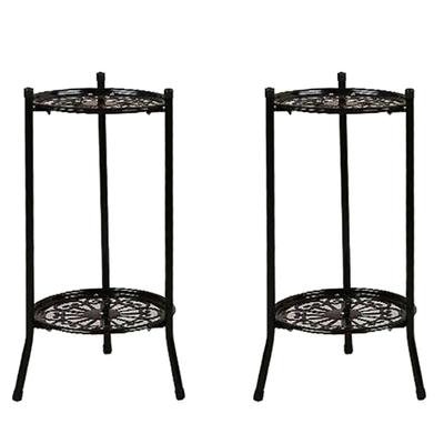 Bom-2X Suporte de Plantas Metálico Elegante de Duas Camadas Prateleira Suporte para Vasos de Plantas Moderno Alto Para Decoração Interna Externa B