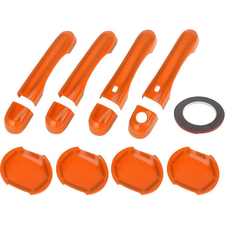 Motoforti Exterior Door Handle Cover Set, Decoration Trim for Jeep Renegade 2015-2021, ABS, Orange, 1 Set