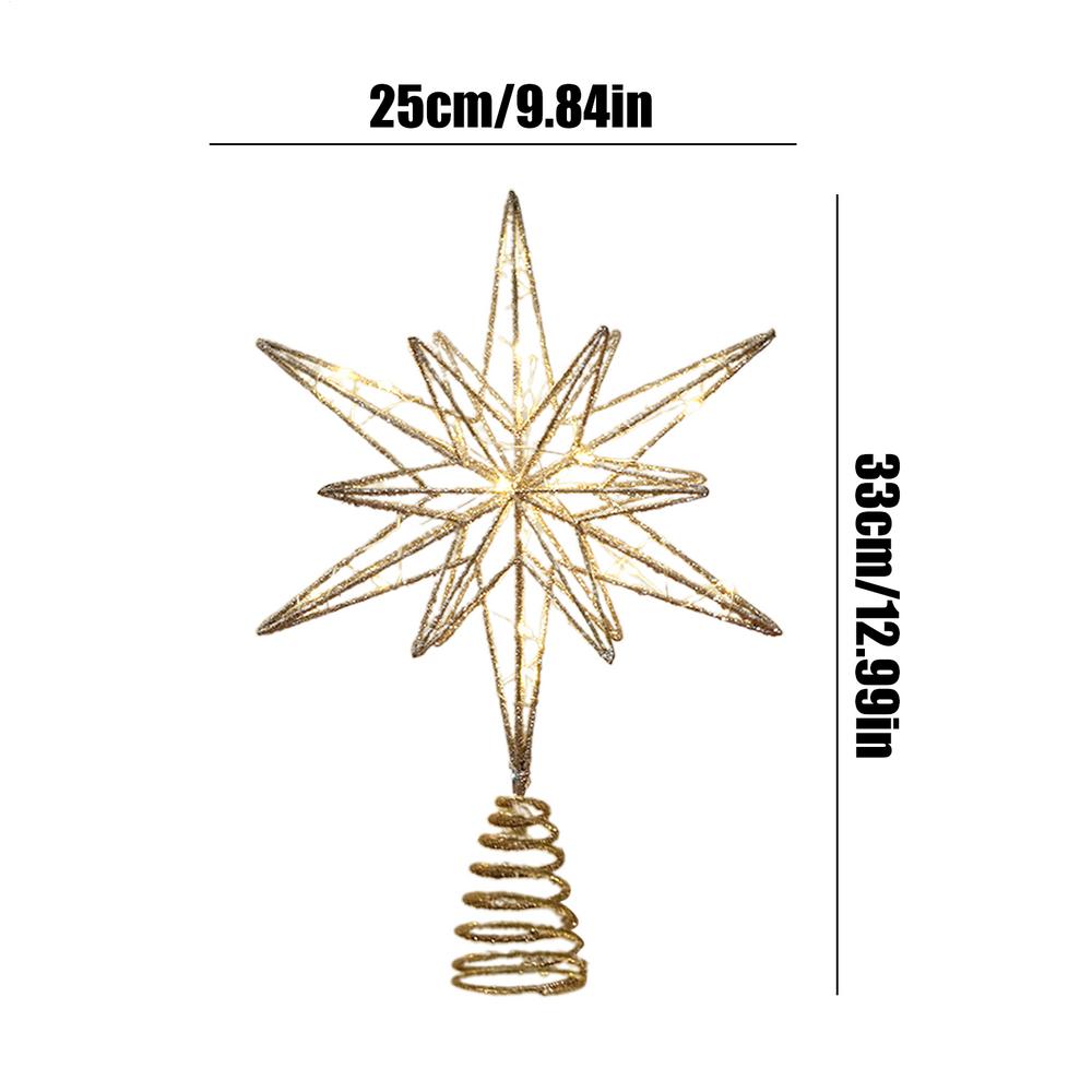 Christmas Tree Star Topper Seasonal Holiday Treetop Decorations Lighted Glitter Christmas Treetop Star for New Year Office