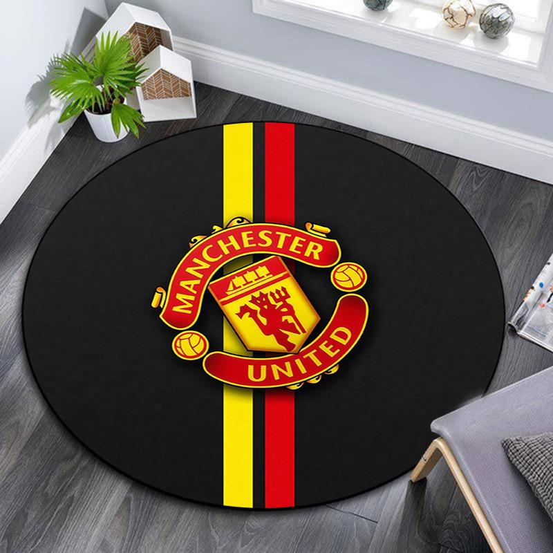 Man Utd Round Area Rug,Carpet Rug for Living Room Bedroom Sofa Playroom Decor,Non-slip Floor Mat