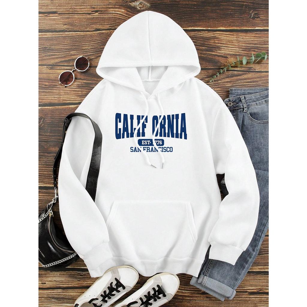 California Est 1776 San Francisco Men Women Hoodies Cute Pocket Pullovers Pattern Oversize Streetwear Fleece Couple Sportswear