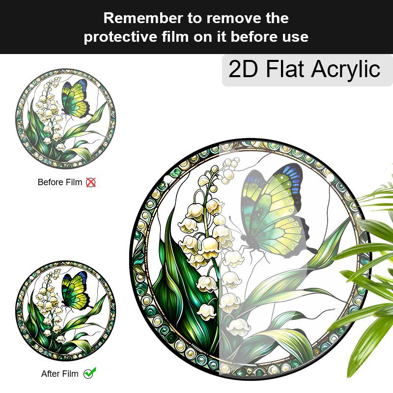 Acrylic Butterfly & Lily of the Valley Suncatcher Stained Glass Effect Window Hanging Ornament Floral & Insect Themed Gift for Home