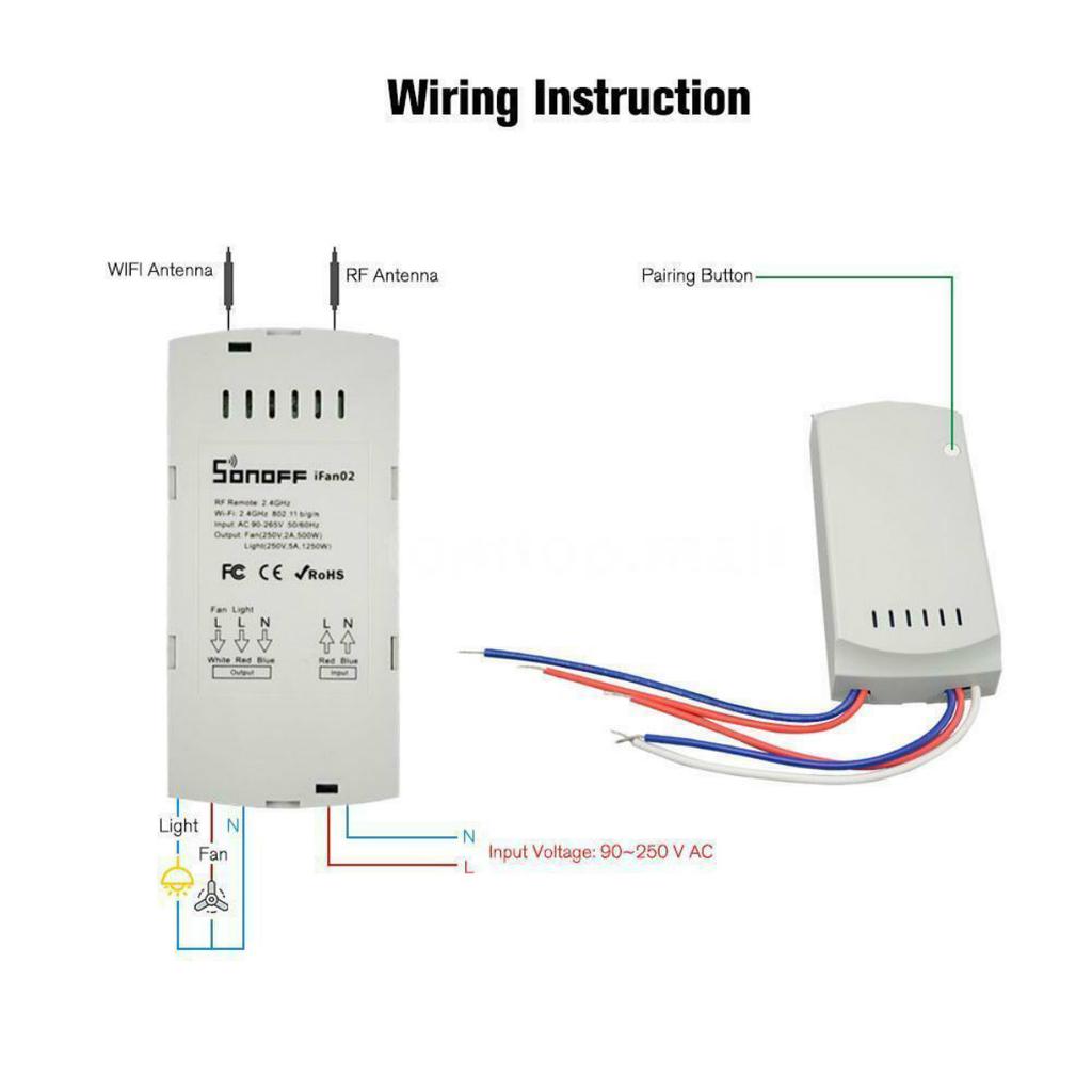 Buy IFan02 Smart WiFi Ceiling Fan Driver 2.4G RF Remote Controller APP ...