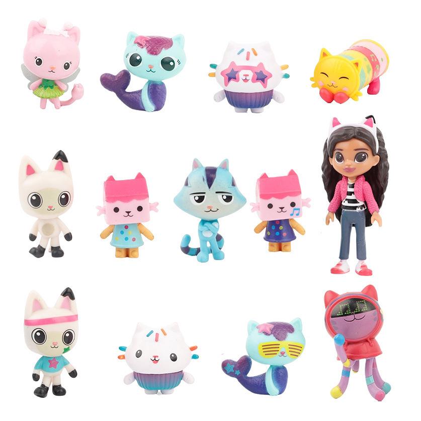 Set of 13 Gabby's Dollhouse Figures & Gashapon Dashboard Micro Landscapes