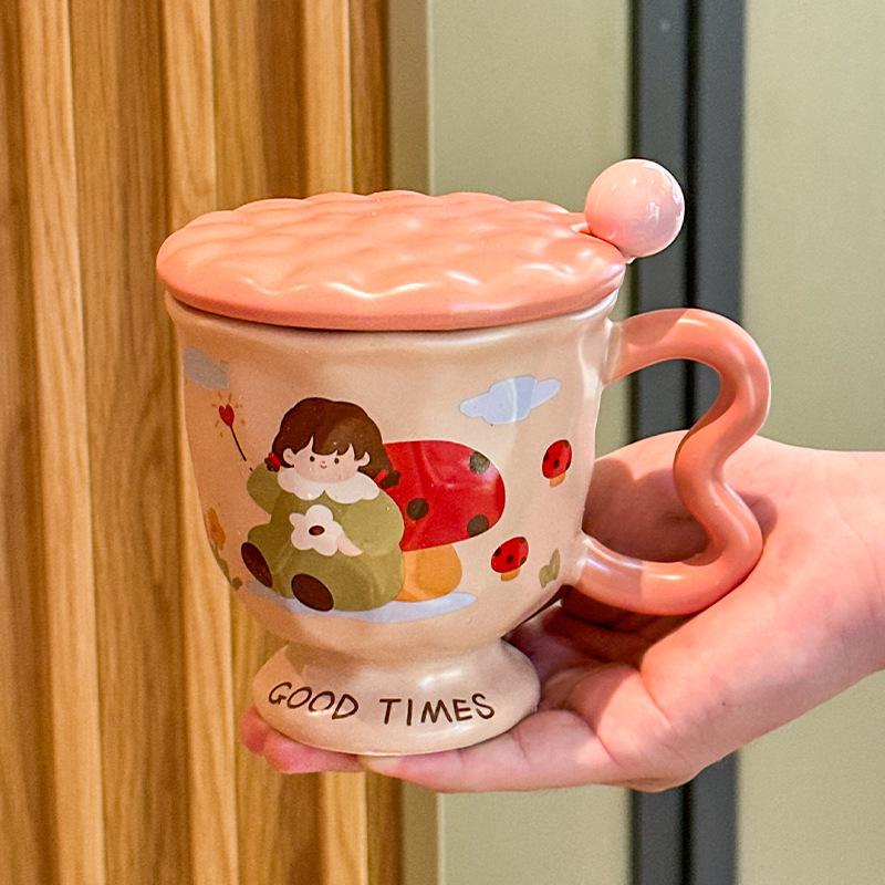 High-value birthday gift, cute girl ceramic mug design sense, companion gift, girlfriend practical gift box