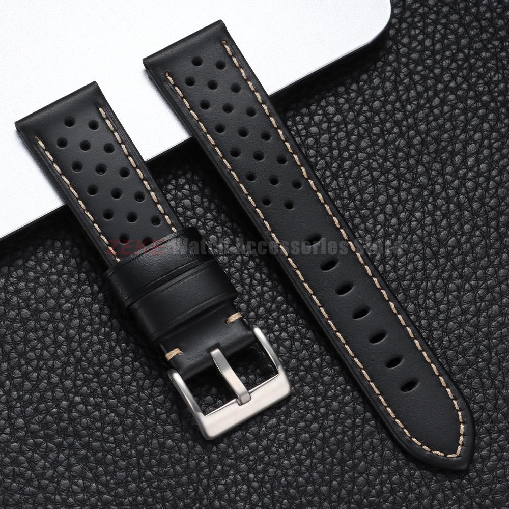 20mm 22mm Vintage Oil Wax Genuine Leather Watch Strap 18mm 24mm Universal Cowhide Watchbands Breathable Bracelet Sport Wristbelt