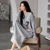 New nightgown women's spring and autumn pure cotton long-sleeved pajama skirt medium and long skirt sweet and cute can be worn outside loungewear