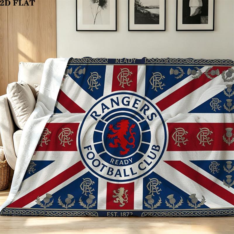 Rangers FC Print Flannel Blanket High Quality Warm Comfortable Cover for All Seasons Perfect for Gifts Home Decor