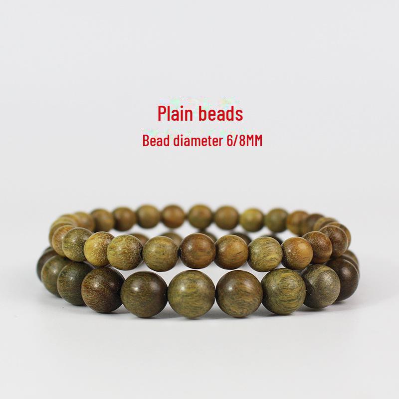 Simple Green Sandalwood Bracelet: Unisex, Single Circle Retro Ethnic Style with Natural Fragrance In Small Size for Students and Couples