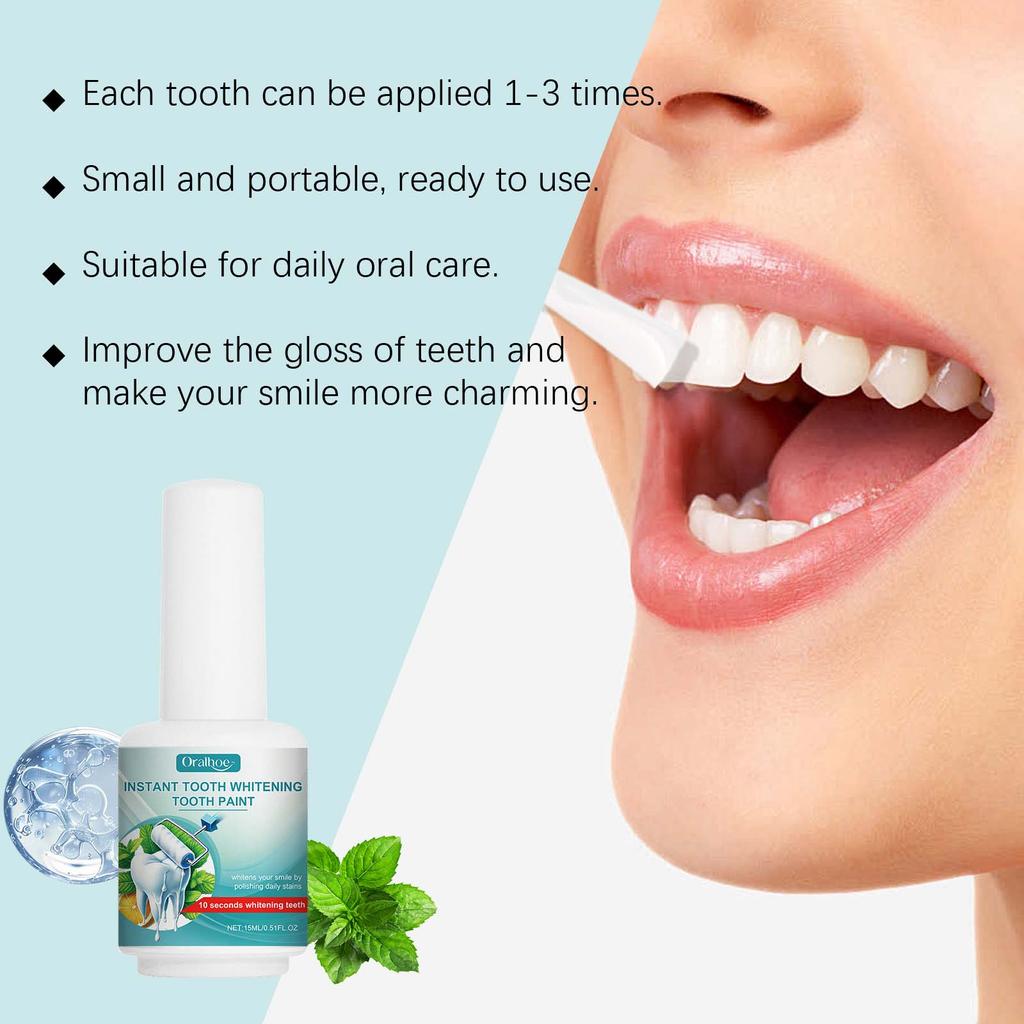 Oralhoe Teeth Stain Remover 15ml Cleans Stains and Plaque, Protects Teeth, and Whitens Teeth.