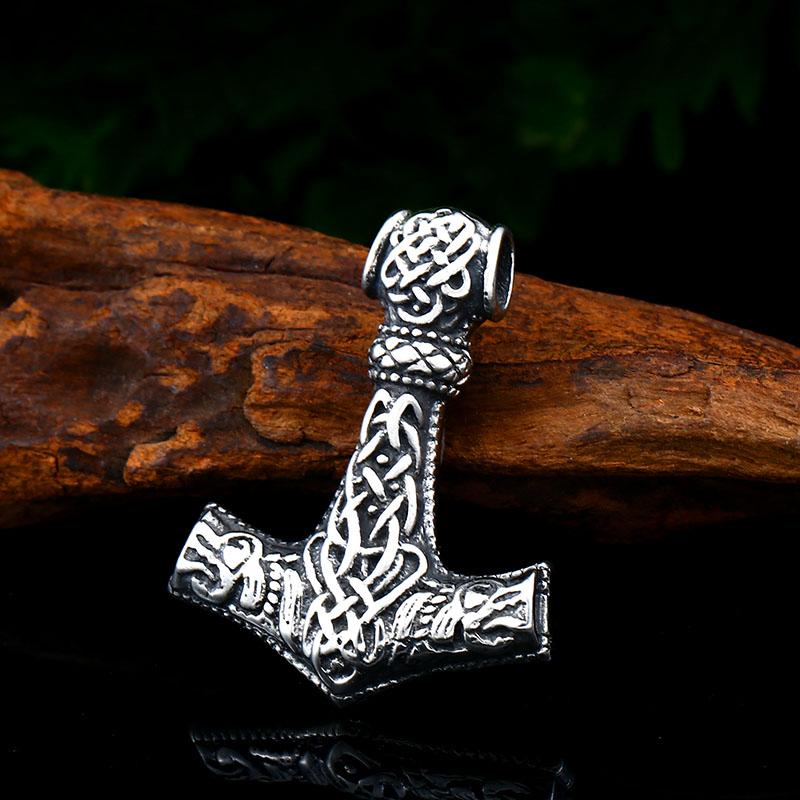 BEIER thor's hammer mjolnir pendant necklace viking scandinavian norse viking necklace with stainless steel chain BP8-384