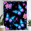 Purple Blue Floral Bouquet Butterfly Shower Curtain,Dreamy Painting Flowers &Butterfly,Bathroom Decorative Shower Curtains
