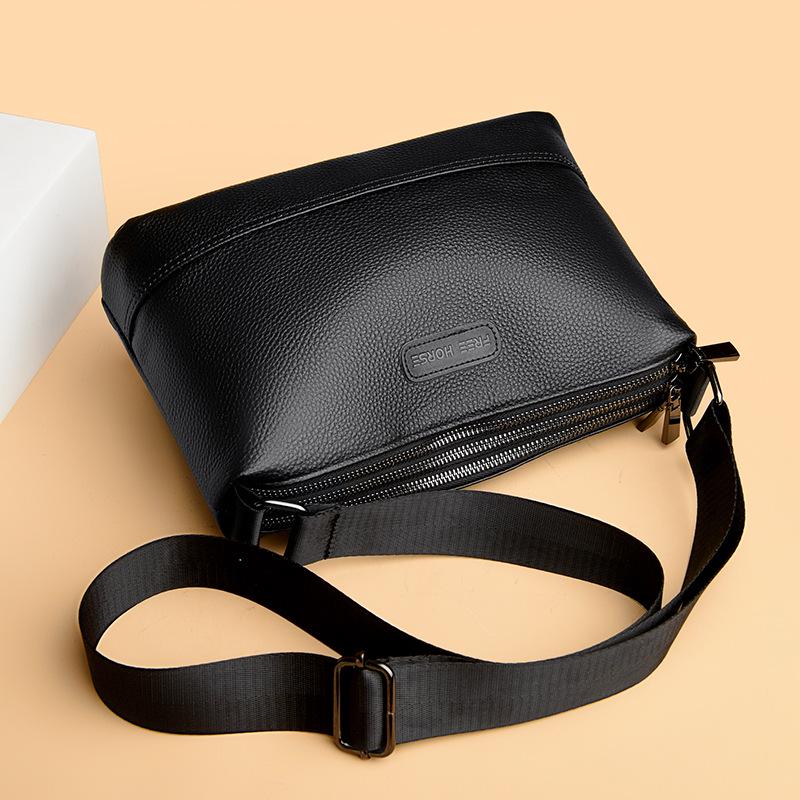 2025 Men's Genuine Leather Crossbody Bag with Three-Layer Main Compartment and Large Capacity