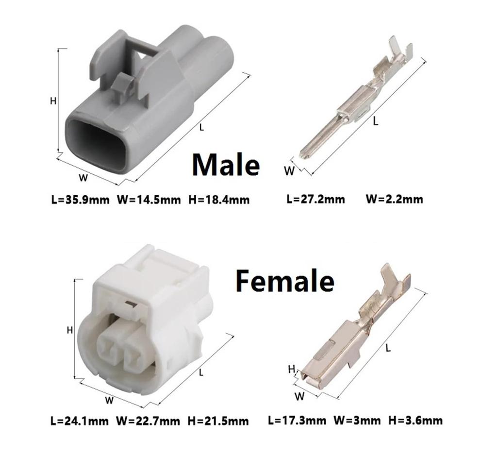 2 Pin Car Connector DJ7025Y-2.2-11/21 90980-11250 (Female Male)
