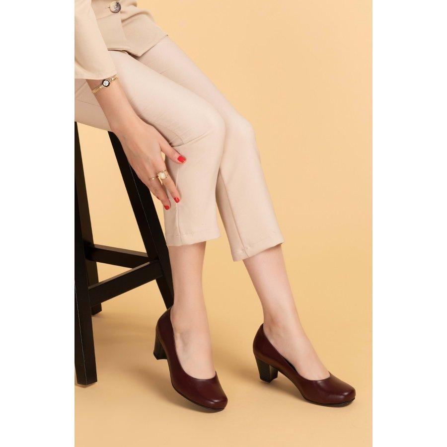 Women's Genuine Leather Block Heel Classic Shoes