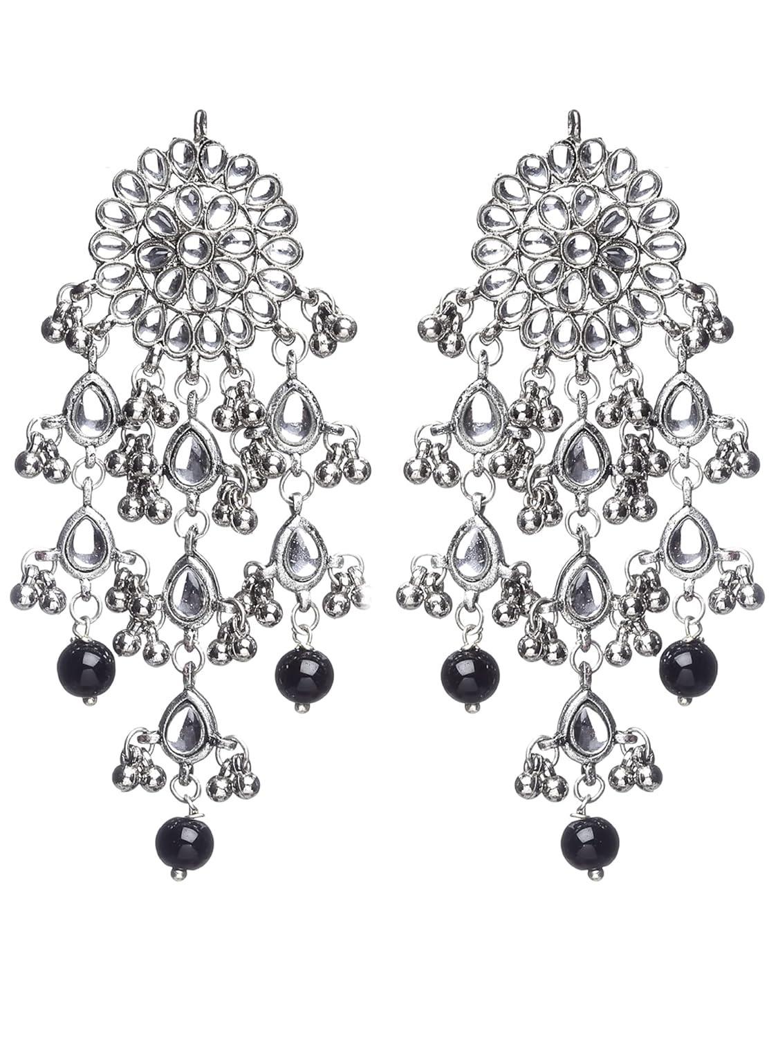 

Gold Plated Kundan Tassel Earrings for Women Onesize серебряный