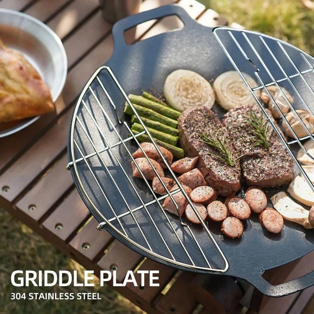 Anti Scorching Barbecue Net Steam Rack Semicircle Drain Stainless Steel Barbecue Grill Portable Multifunctional BBQ Grill