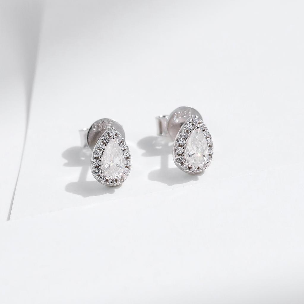 D Color Pear Cut Moissanite Stud Earrings 925 Sterling Silver Water Drop Lab Created Diamond Wedding Fine Jewelry for Women