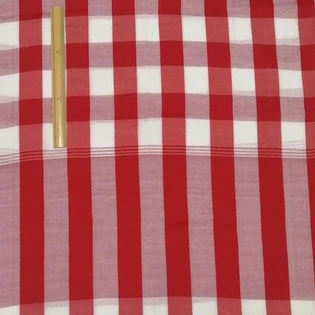 KINOKINO Parka Craft Omar, Thai, Asian, Ethnic, Fabric, Checkered, Striped, Multi-Cloth (Red)