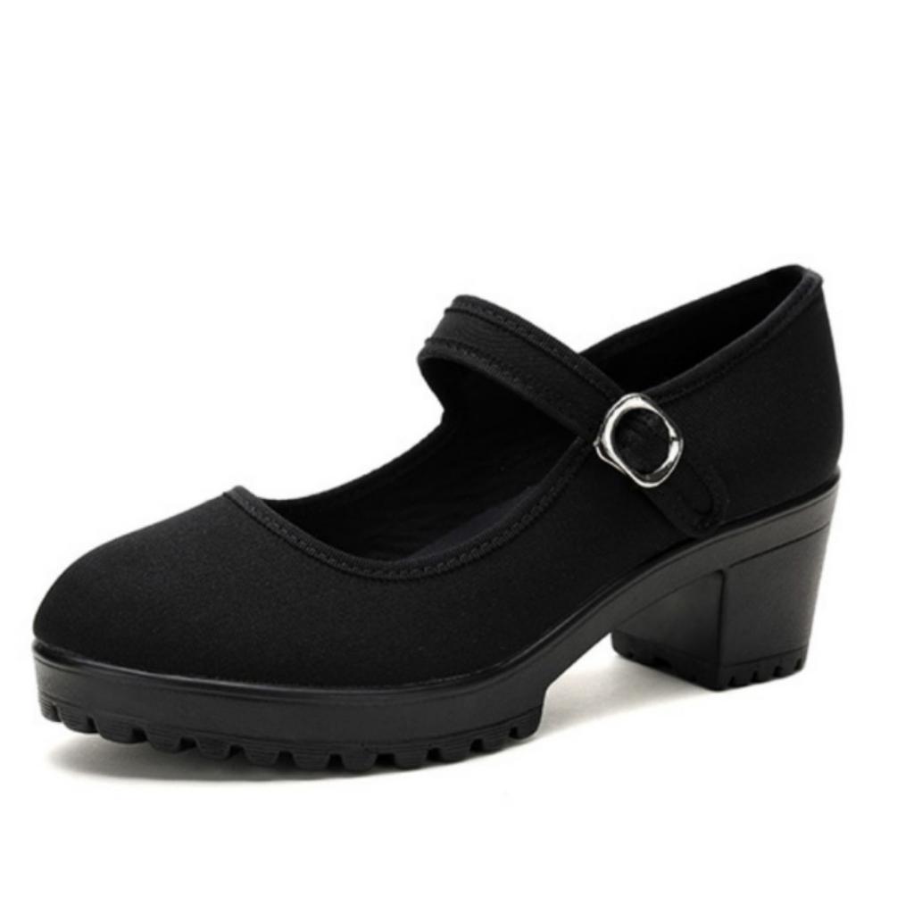 Work shoes Hotel long standing is not tired feet non-slip high heel thick heel old Beijing cloth shoes comfortable dancing square dance women's shoes