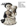 Unique Commemorative Wedding Gifts Gothic Skeleton Couple Figurine, Spooky Resin Halloween Skull Lover Statue, Day of Engagement Gift The Dead