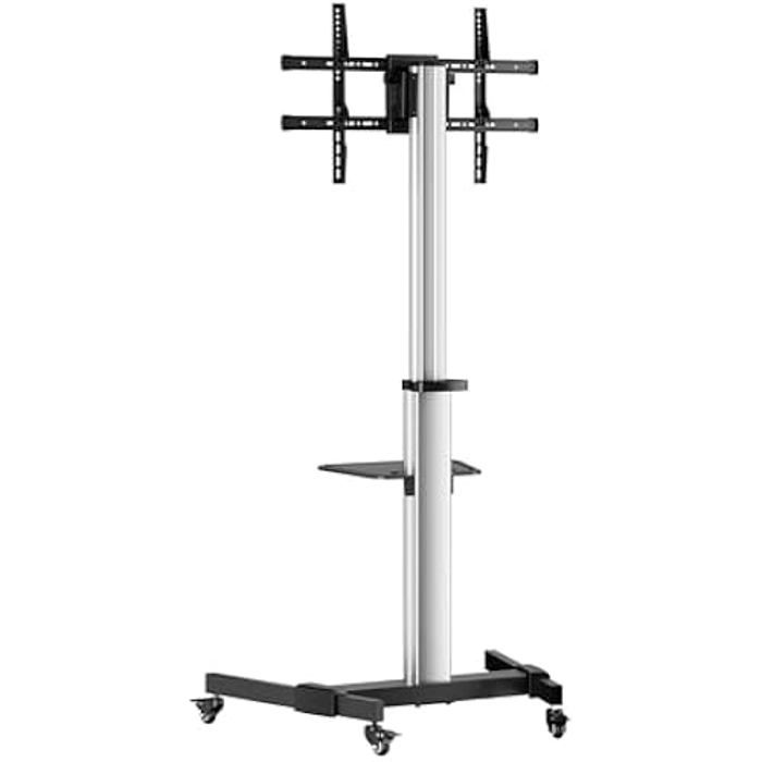 Support de Sol avec Roulette AISENS FT86TRE-197 pour Moniteur/TV 37-86 Noir-Argent