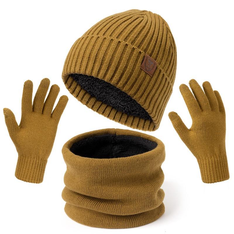 Acrylic Knit Winter Hat Scarf Gloves Set Adults Warm Lightweight Casual 3-Piece Accessory Kit In Multiple Colors