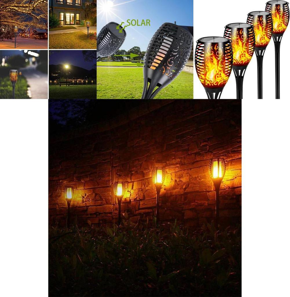 Charming 12 Led Solar Flame Torch Light For Stunning Backyard And Patio Illumination