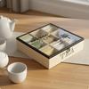 Wooden Tea Box Separate Compartments Packet Organizer Desktop Display Lidded for