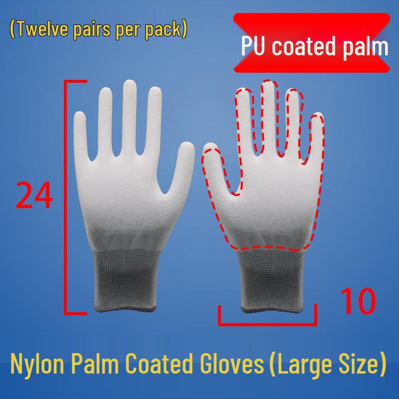 Ultra-Thin Nylon Breathable White Work Gloves - Skin-Friendly, Non-Slip, Elastic, Wear-Resistant.