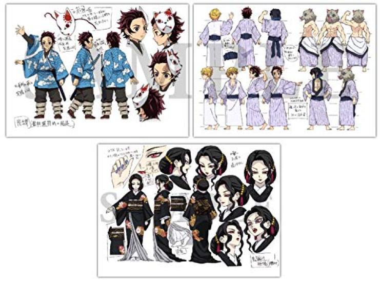 Demon Kimetsu No Yaiba Ufotable Tanjiro Kamado Risushi Hen Character Accessory Setting Collection Art Document Collection 3 Volume Set Postcard Not