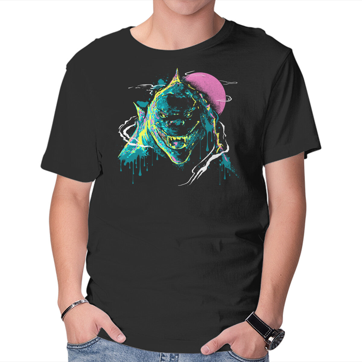 Unisex Crew Neck T-Shirt Colorful Kaiju Graphic Short Sleeve Casual Tee XL
