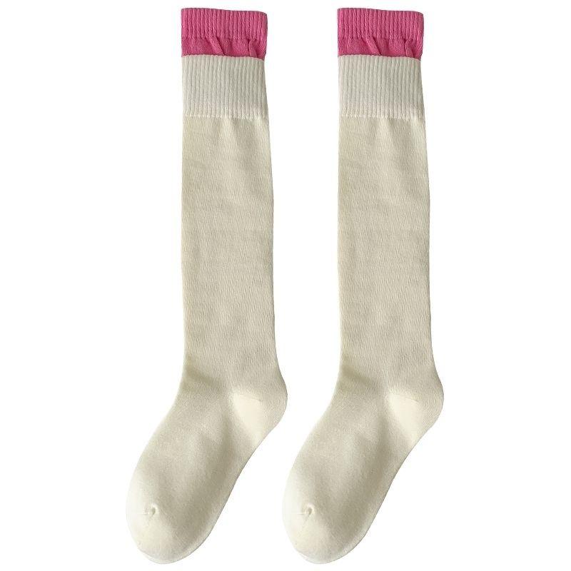 Trendy Women's Calf & Knee Socks - Spring/Summer Splicing Pile Design