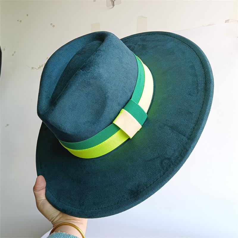 Elastisches Band Buntes Wildlederhut Herbst und Winter Damenfilzhut Breitkrempiger Hut Britischer Stil Retro Herrenhut Gorras Hombre