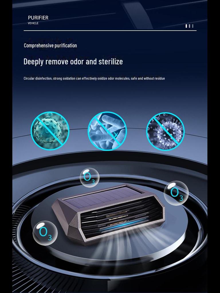 Bil solenergi luftrenser: Luktfjerning av ozon og negative ioner og formaldehydsterilisering