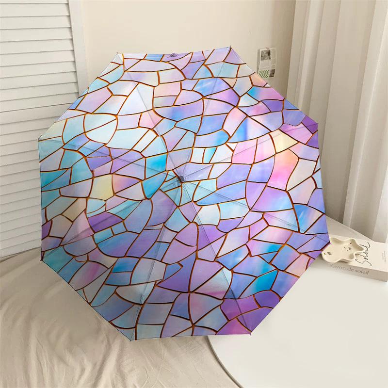 

1PC mosaic patternAutomatic Open/Close Umbrella with Windproof, 8-Rib Sturdy Canopy, Durable Ribs, Fashionable Design1254A